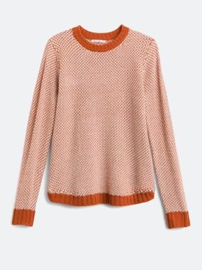 Pink Clover Two-Tone Textured Knit Pullover - Pink and Rust